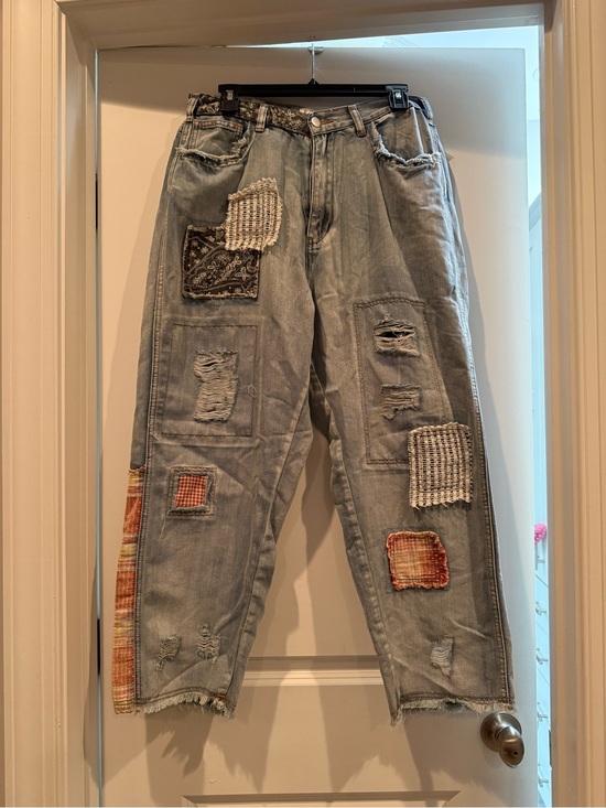 POL Pants - POL Light Blue Denim Jeans with Paisley Waistband Detail